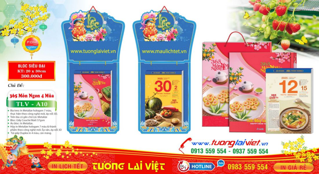 Mẫu Lịch Bloc Bìa Màu Xanh