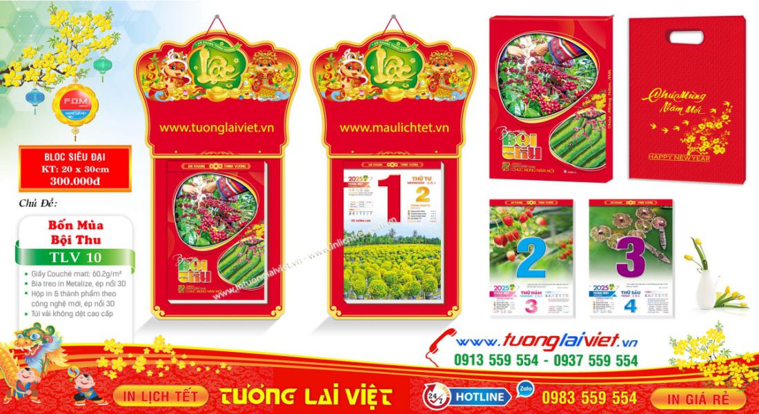 Mẫu Lịch Bloc Bốn Mùa Bội Thu