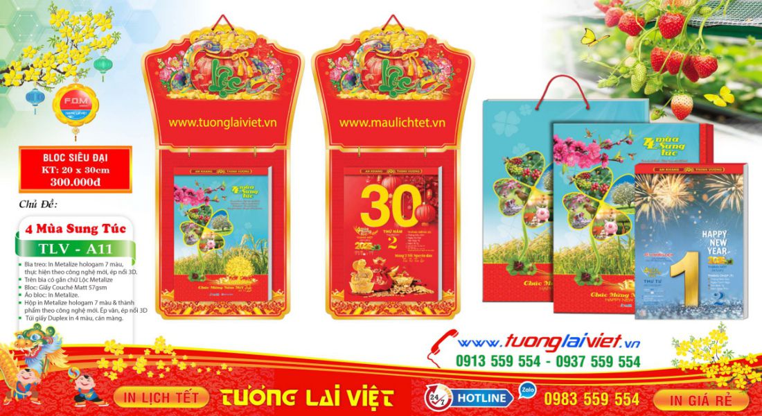 Mẫu Lịch Bloc Chữ Cẩm Thạch