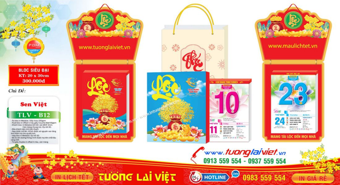 Mẫu Lịch Bloc Chữ Lộc Cẩm Thạch