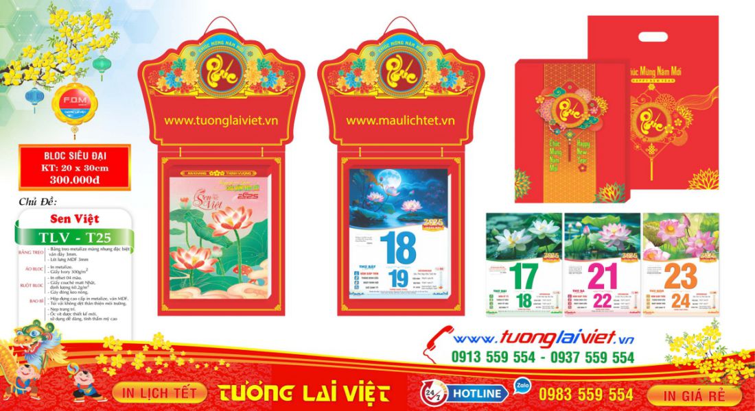 Mẫu Lịch Bloc Hoa Sen