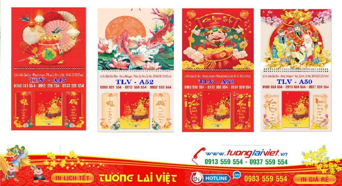 Mẫu Lịch Lò Xo Giữa TLV