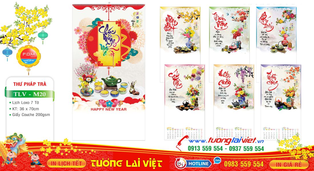 Mẫu Lịch Tờ Chữ Thư Pháp