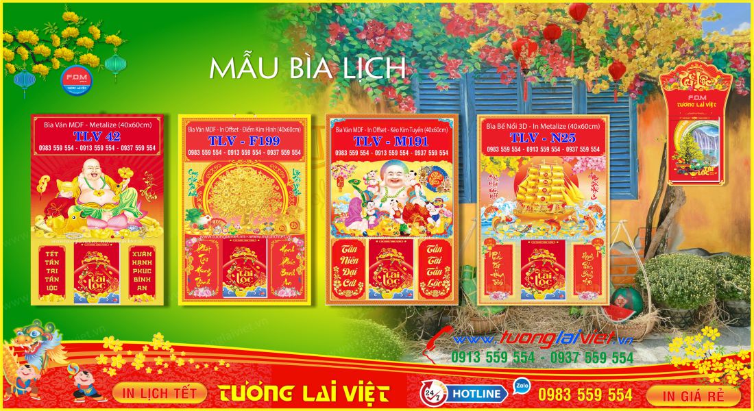Mẫu Bìa Lịch Treo Tường gắn Bloc