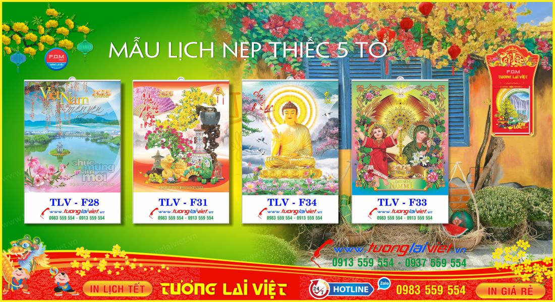 Mẫu Lịch Tết 5 Tờ