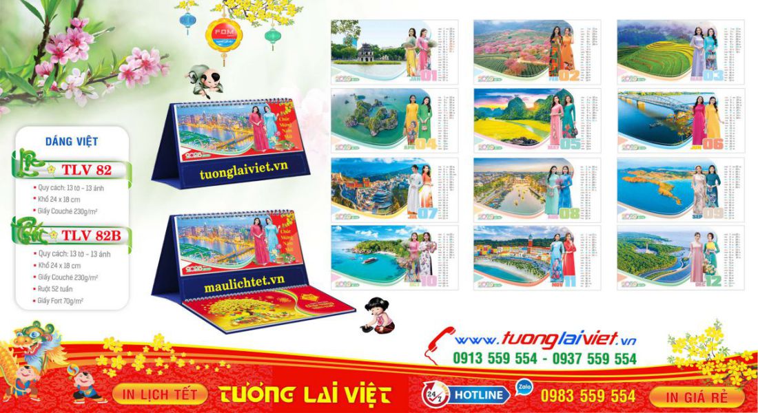 Mẫu Lịch Để Bàn Áo Dài