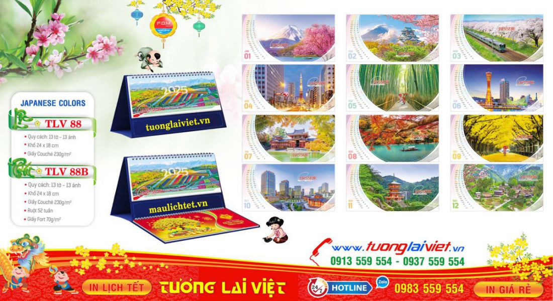 Mẫu Lịch Để Bàn Cảnh Đẹp Nhật Bản