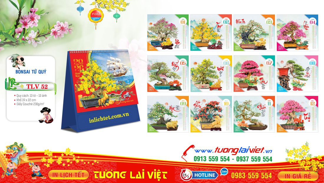 Mẫu Lịch Bàn Đứng BonSai