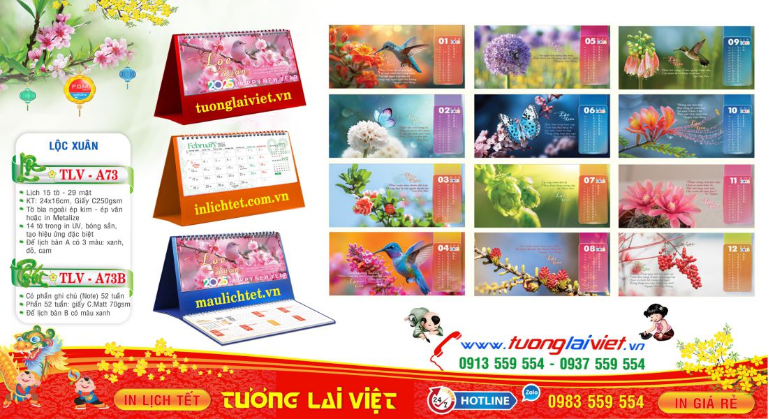 Mẫu Lịch Để Bàn Lộc Xuân