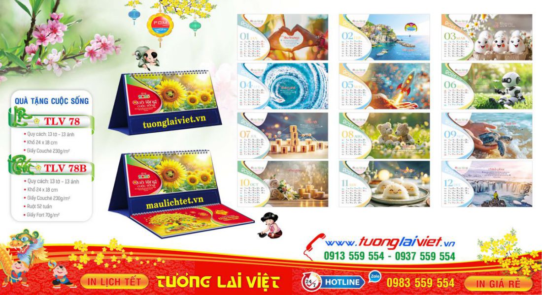Mẫu Lịch Để Bàn Quà Tặng Cuộc Sống