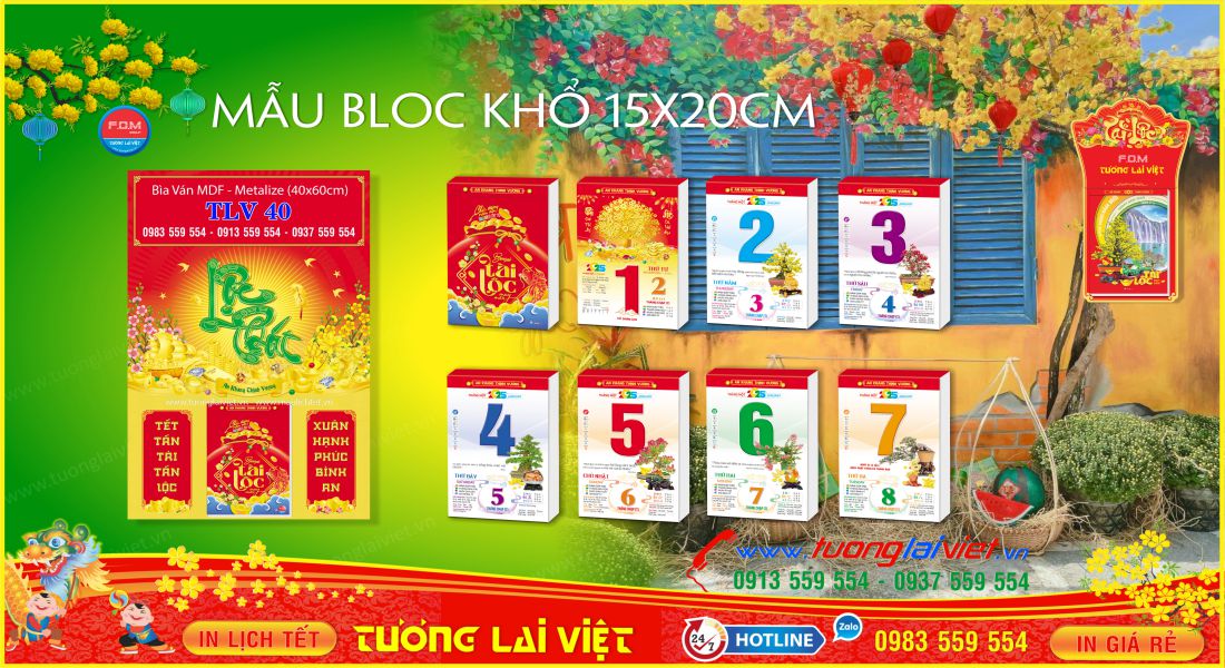 Mẫu Lịch Tết Bloc Đại