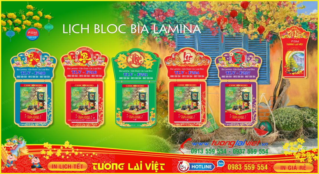 Mẫu Lịch Tết Bloc Laminate