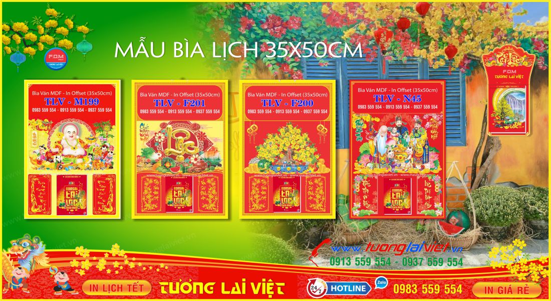 Mẫu Lịch Tết Bloc Trung