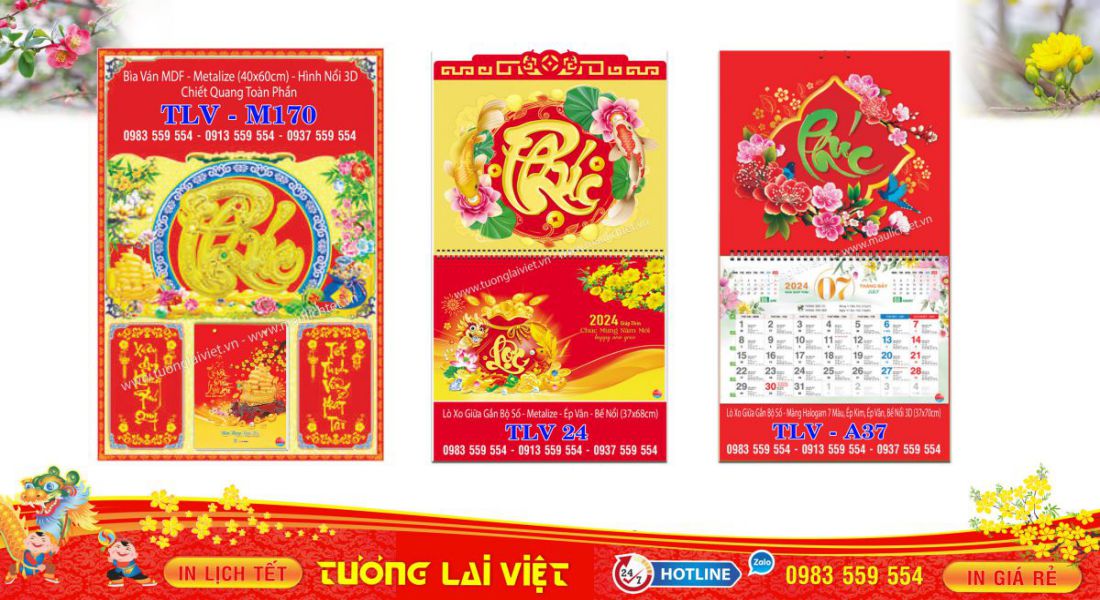 Mẫu Lịch Tết Chữ Phúc