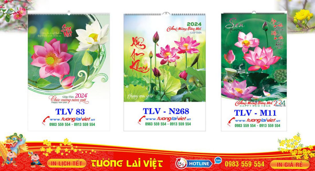Mẫu Lịch Tết Hoa Sen
